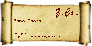 Zana Csaba névjegykártya